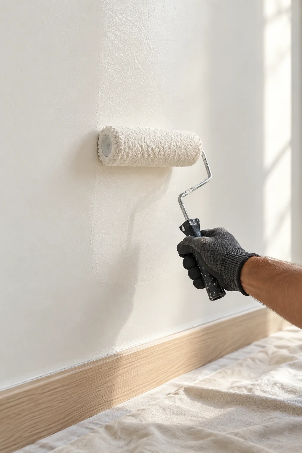 AI illustration of careful interior wall painting